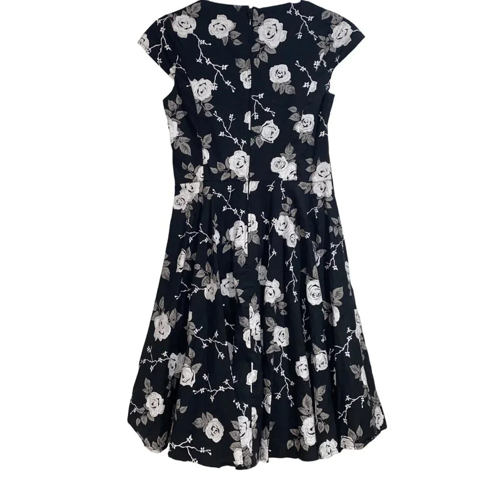 Hell Bunny Vixen Rose Natalie Dress Gothic Floral Dark Black Size Small Womens - Picture 5 of 5